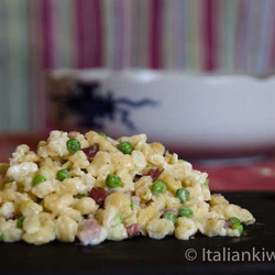 Spaetzle With Cream, Peas, And Bacon