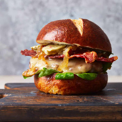 Pub-style Pretzel Burger With Bacon