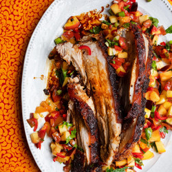 Roast Pork, Peach Salsa nigel slater mains