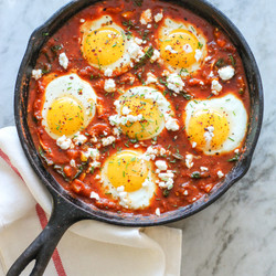 Shakshuka With Sautéed Kale And Feta Cheese