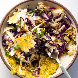 Crispy Lime Cabbage &amp; Turmeric White Bean Mash