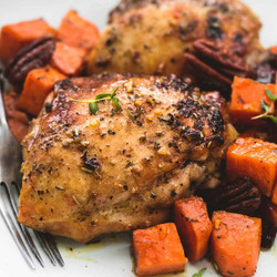 Honey Roasted Chicken And Sweet Potatoes Skillet
