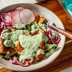 Roasted Chicken Thighs with Lemony Dill Sauce