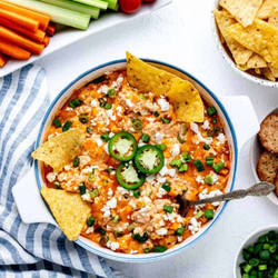 Healthy Buffalo Chicken Dip {without Cream Cheese}