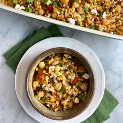 Oven-baked Pearl Couscous With Roasted Tomatoes, Chickpeas &amp; Feta