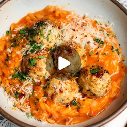 Chicken Meatballs With Roasted Tomato And Pepper Orzo