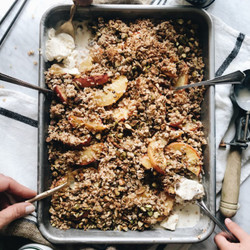 Simple Peach And Pistachio Crisp