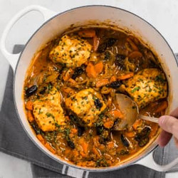 Braised Monkfish With Saffron And Cured Olives