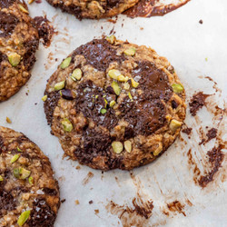 Dark Chocolate Oatmeal Cookies with Brown Butter and Pistachios