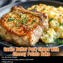 Garlic Butter Pork Chops With Cheesy Potato Bake