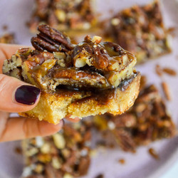 Paleo Pecan Pie Gooey Bars + Cbd Salted Caramel