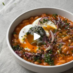 Harissa Beans And Eggs Breakfast Bowl