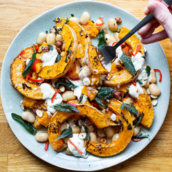 Squash &amp; Sage Beans With Whipped Ricotta