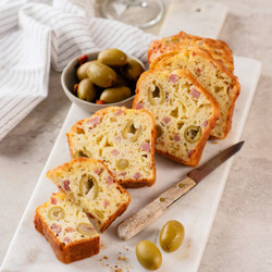 French Savory Cake With Ham, Cheese, And Olives 