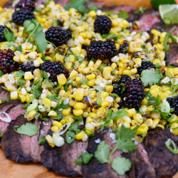 Michael Symon's Skirt Steak With Corn And Blackberry Salad