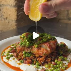 Baked Paprika Cod With Peas &amp; Spicy Chorizo Dressing