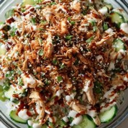 Crispy Rice Chicken &amp; Cucumber Salad