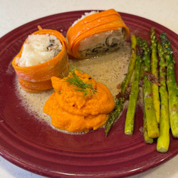 Fish Ballotine with Mushroom Mousse and Fennel Sauce