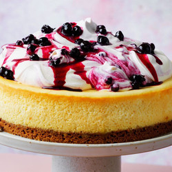 New York Cheesecake With Blueberry Compote dessert delicious mag