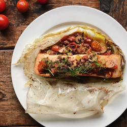 Mediterranean Salmon Baked In Parchment (en Papillote)