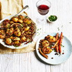 Crispy Smashed Potatoes And Lentils