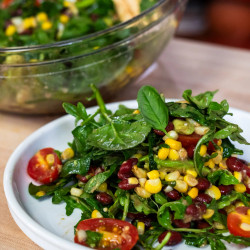 Summer Tomato, Bean, And Corn Salad With Miso Dressing