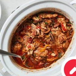 Slow Cooker Chicken Cacciatore with Mushrooms and Bacon