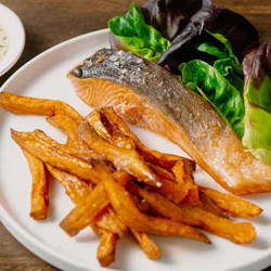 Air-fryer Salmon With Sweet Potato Fries