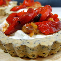 Eggplant &amp; Roasted Pepper Poppy Seed Tartlets