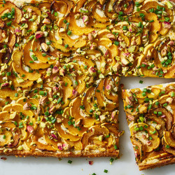 Delicata Squash Tart With Hot Honey And Pistachios