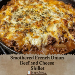 Smothered French Onion Beef And Cheese Skillet