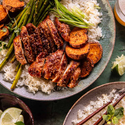Sheet Pan Sesame Miso Chicken And Sweet Potatoes 