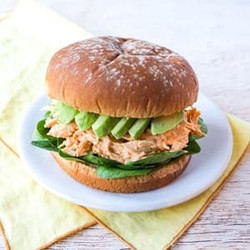 Sriracha Chicken Salad Sandwich with Avocado &amp; Spinach