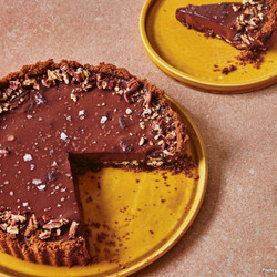 Dark Chocolate and Pecan Coffee Caramel Tart