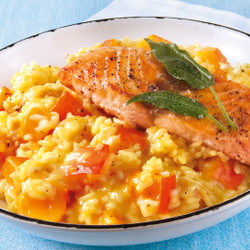 Kürbisrisotto Mit Gebratenem Lachs
