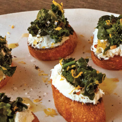 Broiled Goat Cheese Toasts With Marinated Greens