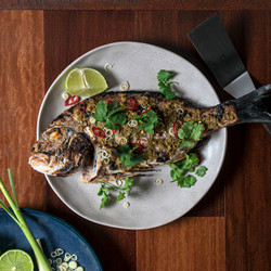 Barbeque Whole Snapper With Lemongrass, Ginger And Kaffir Lime
