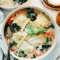 Creamy Beef Ravioli Soup With Kale