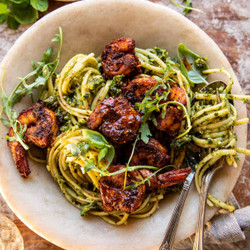Cajun Garlic Butter Shrimp With Creamy Pesto Pasta