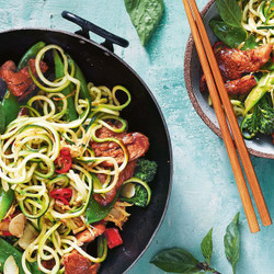 Sticky Pork With Zucchini Noodles Recipe