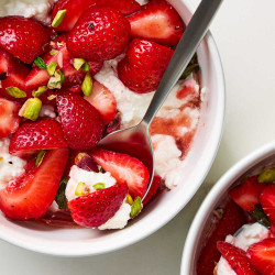 Strawberry-basil Cottage Cheese Bowls