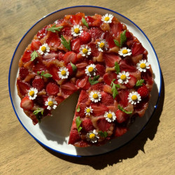 Strawberry Chamomile Upside-down Cake