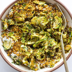 Brussel Sprout Salad With Anchovy Tahini &amp; Za'atar Chickpeas