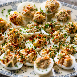 Devilled Eggs With Crab And Chilli