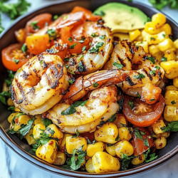 Fresh Avocado Corn Salad With Grilled Shrimp Delight