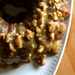 Pear Spice Cake With Walnut Praline Topping