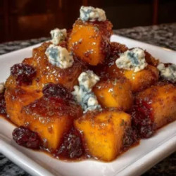 Caramelized Butternut Squash With Gorgonzola And Cranberry-balsamic Glaze