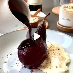 Red Wine Poached Pears With Whipped Mascarpone