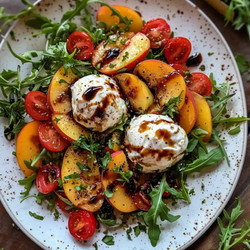 Fresh Peach Burrata Salad Recipe With Basil And Balsamic