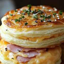 Cheesy Ham Puff Pastry Stacks